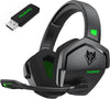 G06 Dual Wireless Gaming Headset with Microphone for PS5, PS4, PC, Mobile, Switch: 2.4Ghz Wireless + Bluetooth - 100 Hr Battery - 50Mm Drivers - Green