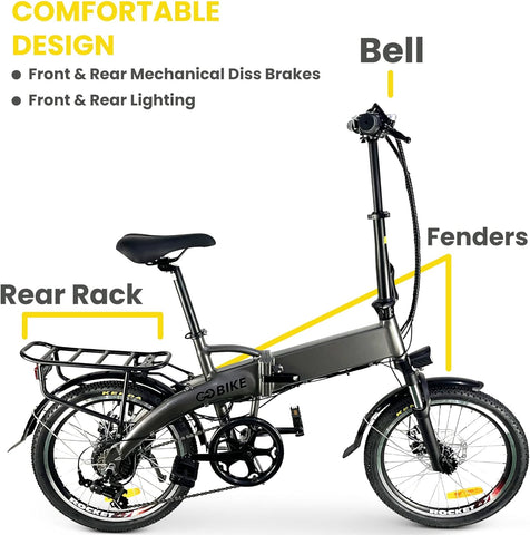 Futuro Foldable Lightweight Electric Bike - 35 Mile Range 48V 350W Motor Electric City Bike for Adults, Shimano 7 Speed Shift, Step through Motorized Bike by GOBIKE