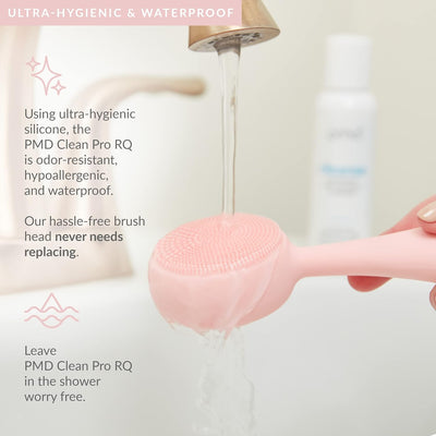 PMD Clean Pro RQ - Smart Facial Cleansing Device with Silicone Brush & Rose Quartz Gemstone