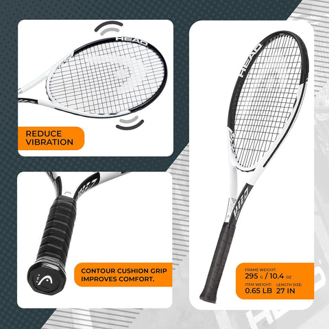 Geo Speed Adult Tennis Racket - Pre-Strung Light Balance 27.5 Inch Racquet