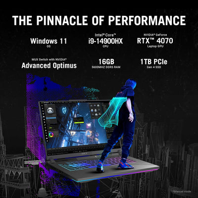 ROG Strix G16 (2024) Gaming Laptop, 16” ROG Nebula Display 16:10 QHD 240Hz, NVIDIA® Geforce RTX™ 4070, Intel® Core™ I9-14900Hx, 16GB DDR5-5600, 1TB Pcie Gen4 SSD, Wi-Fi 6E, Win 11, G614JIR-AS94