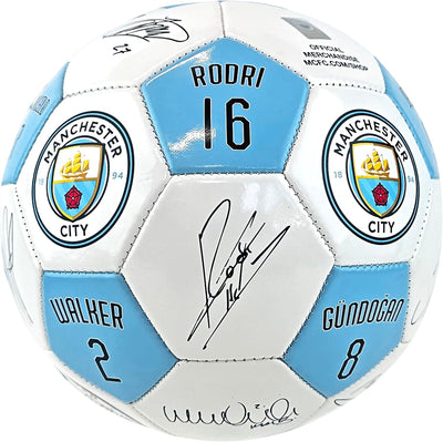 Official Manchester City FC Soccer Ball with Player Signatures and Player Numbers, Size 5