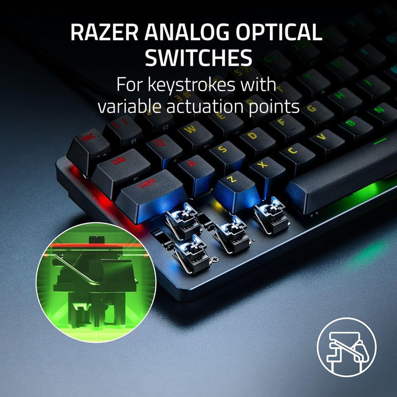 Huntsman Mini 60% Analog Optical Gaming Keyboard with Adjustable Actuation, Rapid Trigger Mode, RGB Lighting - Portable 60% Form Factor