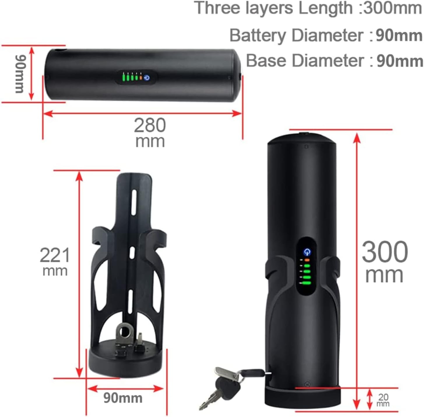 24V 10Ah E-Bike Lithium-Ion Battery, Replacement Force Battery Pack, with 29.4V 2A Charger, Built-In BMS Board, for 250W/350W Motors