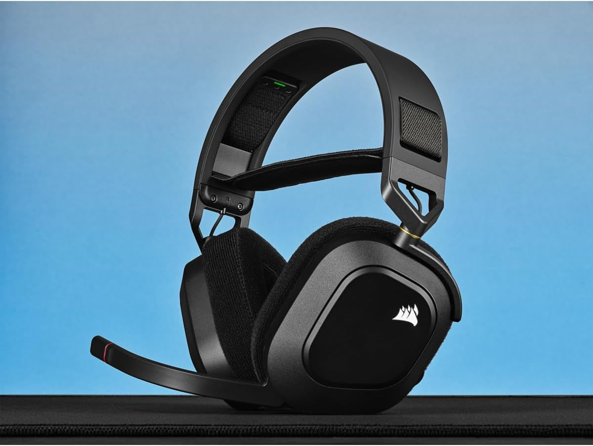 HS80 RGB WIRELESS Multiplatform Gaming Headset - Dolby Atmos - Lightweight Comfort Design - Broadcast Quality Microphone - Icue Compatible - PC, Mac, PS5, PS4 - Black