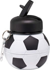 Art Clip-On Collapsible Bpa-Free Silicone Soccer Ball Water Bottle for Kids, 18 Oz. Size