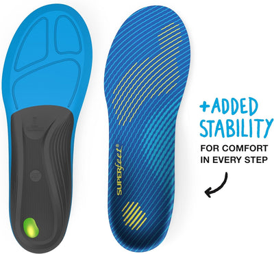 RUN Comfort Thin Orthotic Insoles - Low to Medium Arch Support for Running Shoes - 2.5-5 Men / 4.5-6 Women