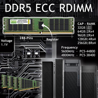2TB (8X256GB) DDR5 5600MHZ PC5-44800 4Rx4 1.1V 288-PIN ECC RDIMM KIT Registered Server Memory Compatible with Supermicro MBD-X13DGU AI Superserver Motherboard
