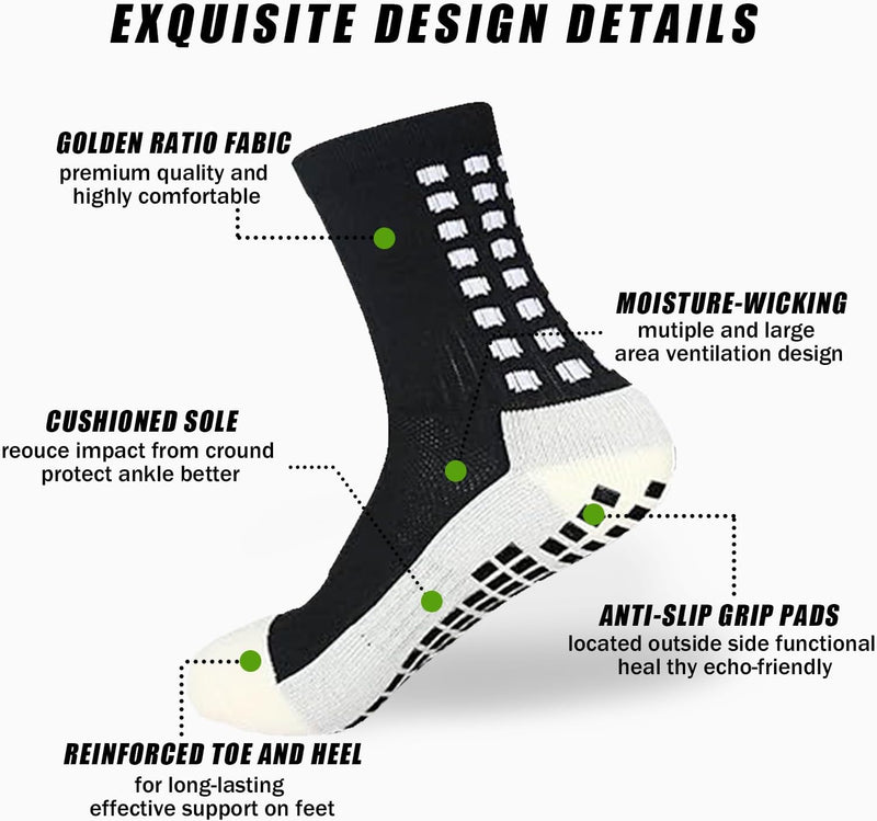 Men'S Soccer Socks - Non Skid anti Slip Socks for Football Basketball Hockey Rugby Sports 4 Pair