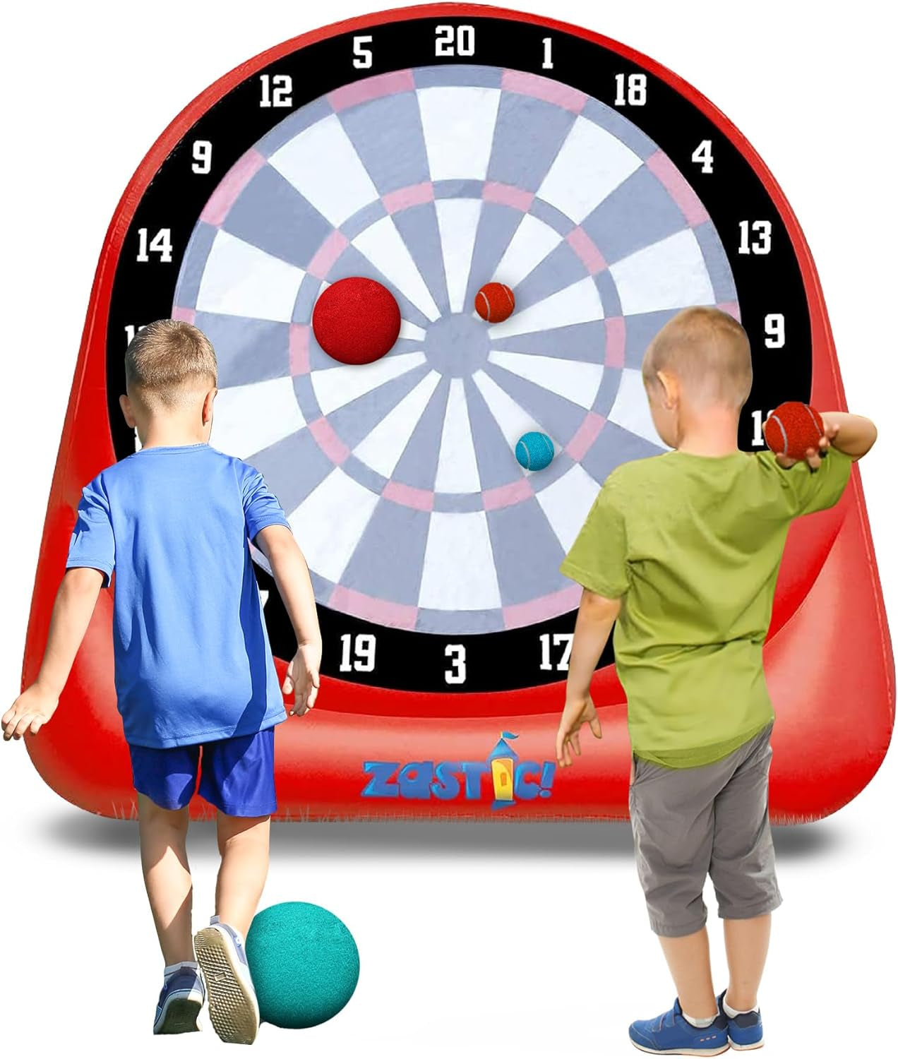 Giant Inflatable 6Ft Tall Kick & Throw Darts Game | Soccer Darts Inflatable Dart Board with 6 Kick Balls, 6 Tennis Balls & Pumps | Perfect for Giant Yard Games, Giant Inflatable Games & Carnival Games