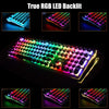 S108 Typewriter Keyboard, Retro Mechanical Gaming Keyboard Wired 108 Keys with RGB Backlit Sidelight, Detachable Wrist Rest, round Keycaps Blue Switches - Black