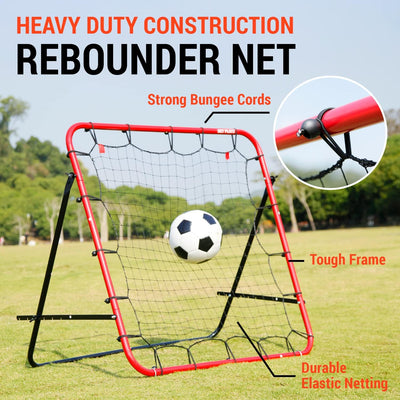 Soccer Rebound Net Rebounder | Skill Training Gifts, Aids & Equipment for Kids Teens & All Ages - Kick-Back/Portable, Adjustable Angles