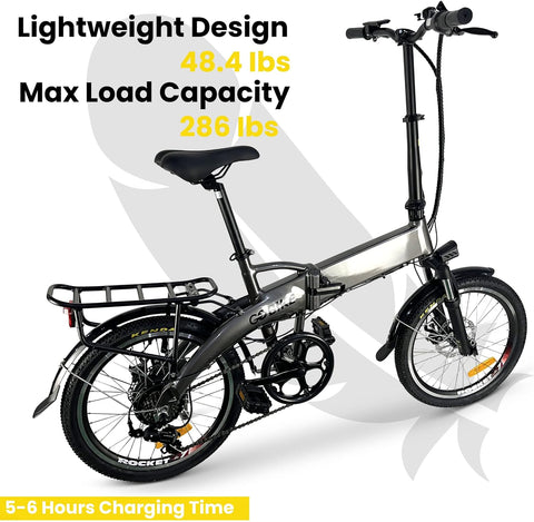 Futuro Foldable Lightweight Electric Bike - 35 Mile Range 48V 350W Motor Electric City Bike for Adults, Shimano 7 Speed Shift, Step through Motorized Bike by GOBIKE