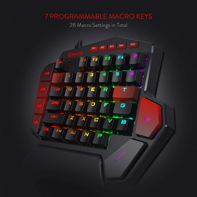 K585 DITI One-Handed RGB Mechanical Gaming Keyboard, 42 Keys Type-C Professional Gaming Keypad W/Upgraded Hot-Swappable Socket, 7 Onboard Macro Keys & Detachable Wrist Rest