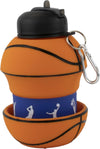 Art Clip-On Collapsible 1 Liter, 34 Oz. Size Bpa-Free Silicone Basketball Large Water Bottle for Kids