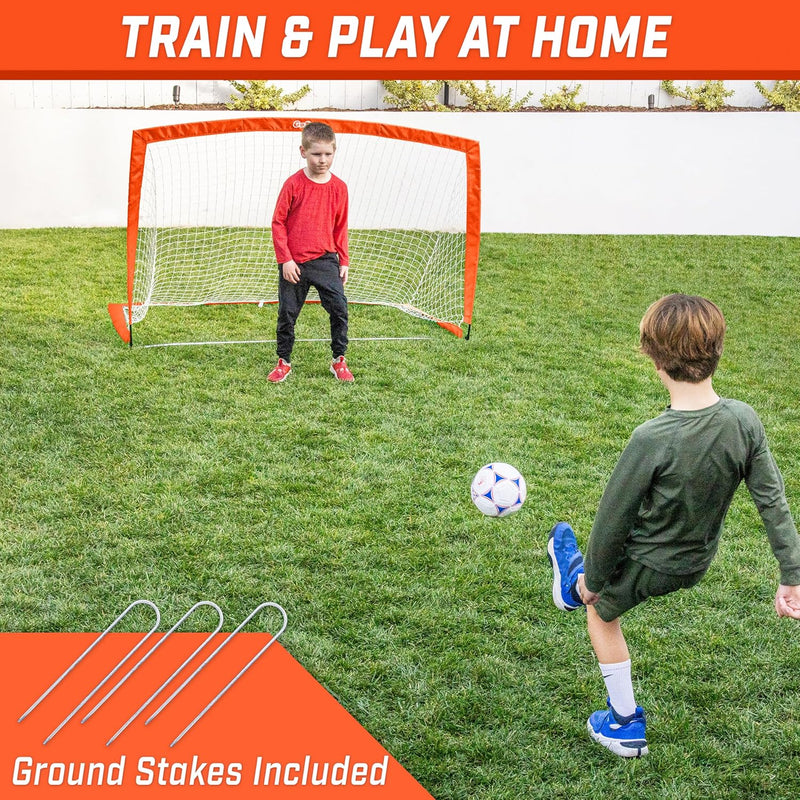 Portable Soccer Goals for Kids - 13 Color Options - Choose 4 X 3 Ft or 6 X 4 Ft - Team Tone Pop up Nets for Backyard