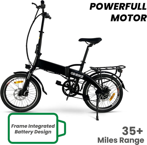 Futuro Foldable Lightweight Electric Bike - 35 Mile Range 48V 350W Motor Electric City Bike for Adults, Shimano 7 Speed Shift, Step through Motorized Bike by GOBIKE