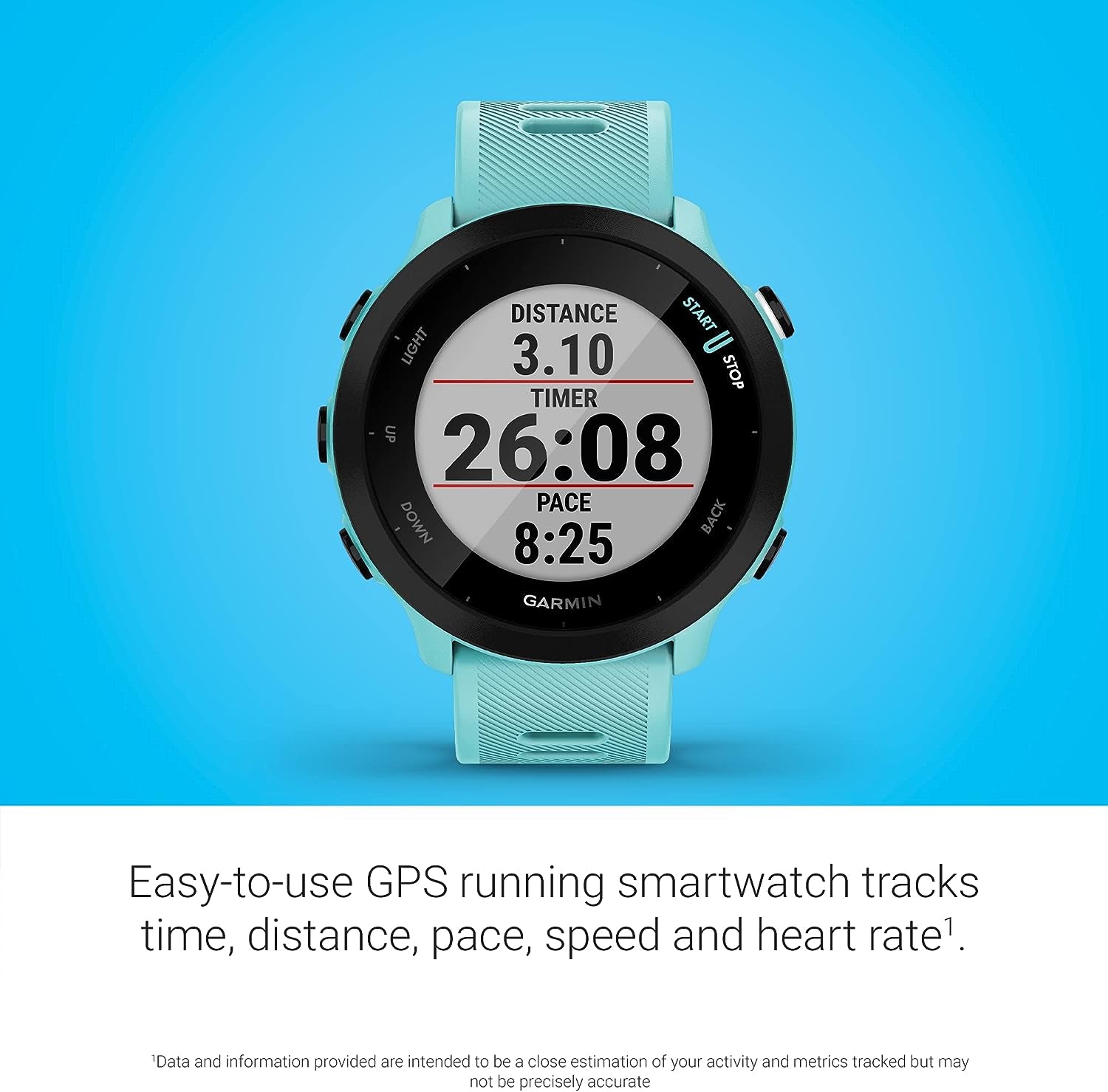 Forerunner 55, GPS Running Watch with Daily Suggested Workouts, up to 2 Weeks of Battery Life, Aqua