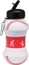 Art Clip-On Collapsible Bpa-Free Silicone Baseball Water Bottle for Kids, 18 Oz. Size