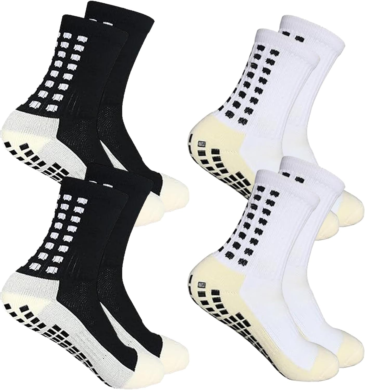 Men'S Soccer Socks - Non Skid anti Slip Socks for Football Basketball Hockey Rugby Sports 4 Pair