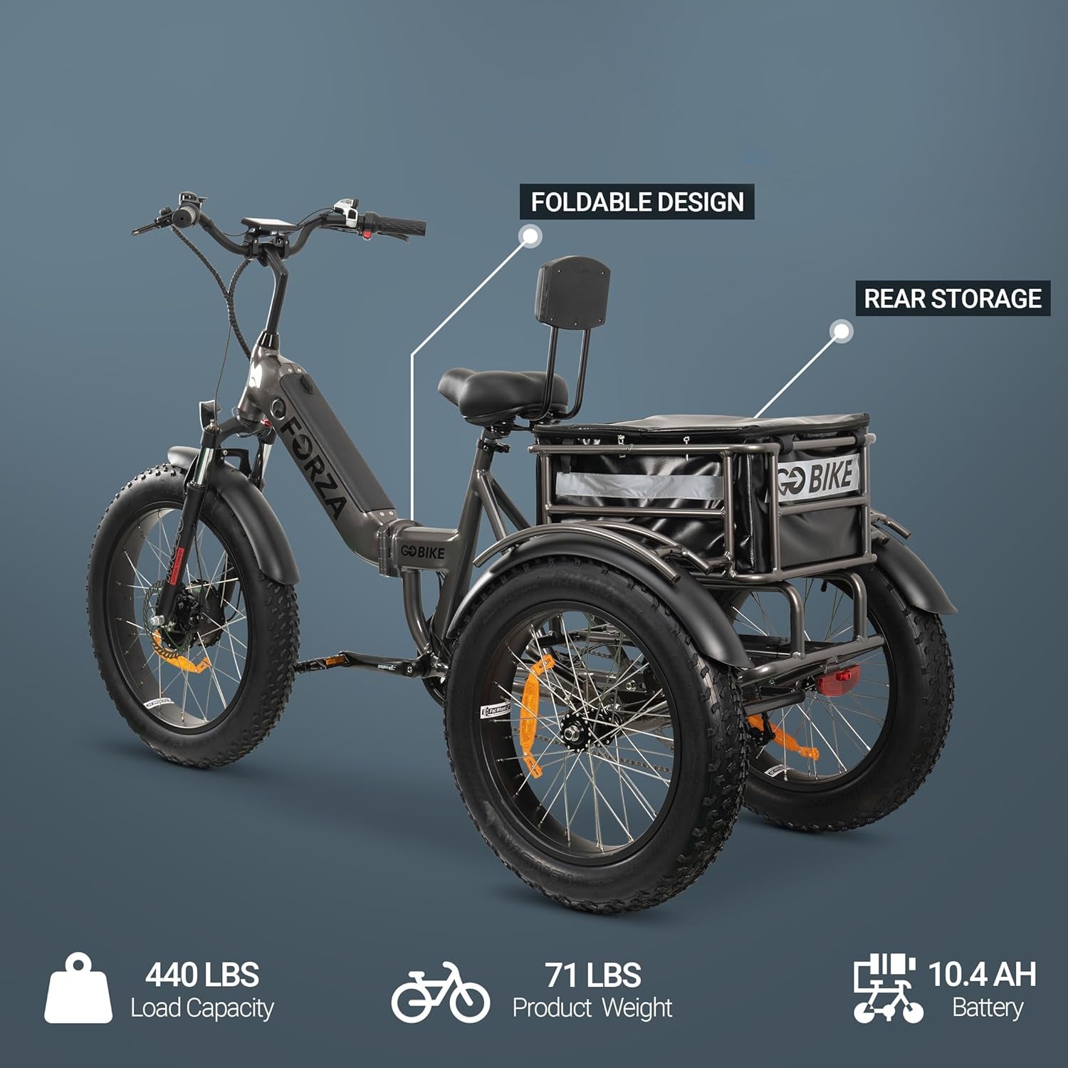 Forza Compact Electric Bike, Electric Tricycle for Adults, 3 Wheel Bicicleta Electrica Para Adultos,Up to 40 Miles Range