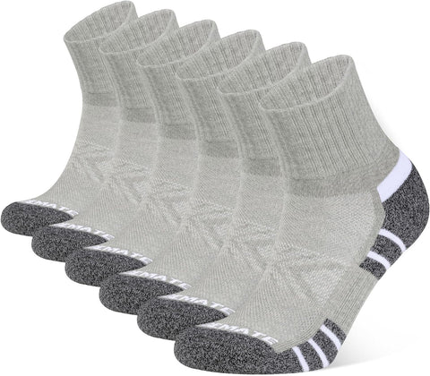 6 Pack Mens Ankle Athletic Socks Cushioned Running Sports Cotton Quarter Socks