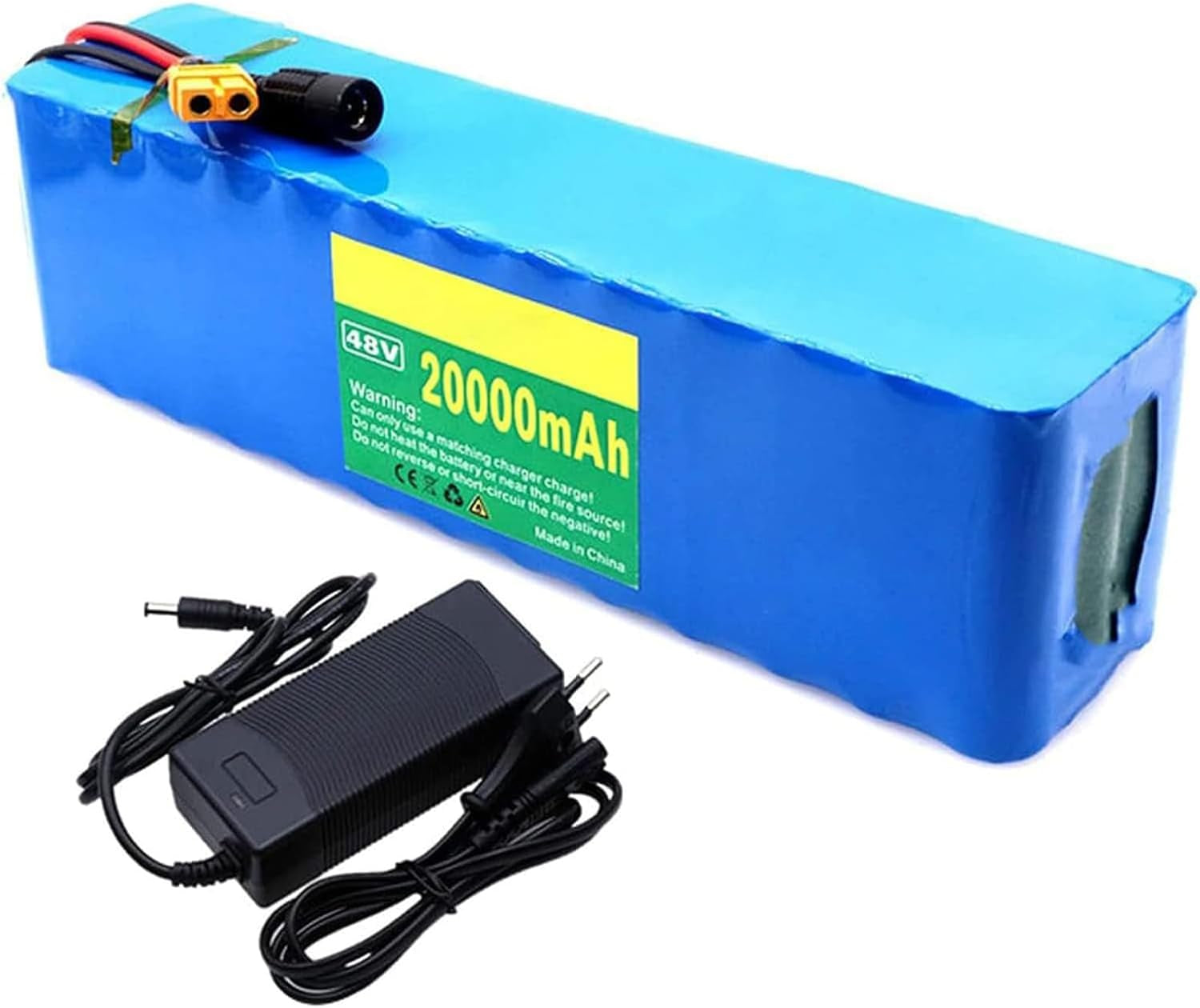 E-Bike Battery 48V 20Ah 13S3P Lithium-Ion Battery Pack Built-In BMS for 1000W Motor Electric Bicycle with Charge,Xt60 Plug