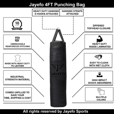 Sports Punching Bag - Hanging Boxing Bag for MMA, Karate, Judo, Muay Thai, Kickboxing, Self Defense Training for Training at Home or Gym - Unfilled Heavy Bag 70 to 100 Lbs - Black