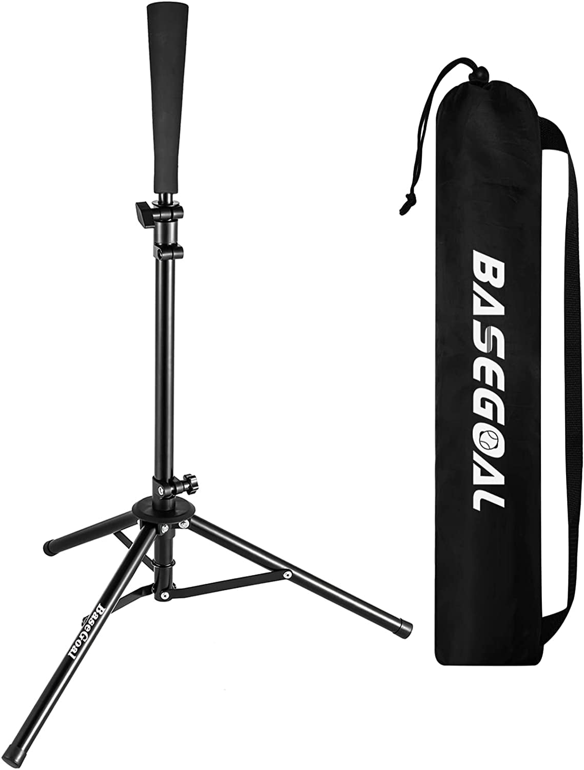 Basegoal Batting Tee Baseball Tee Softball Travel Portable Tee Tripod Stand Rubber Tee for Batting Training Practice with Carrying Bag