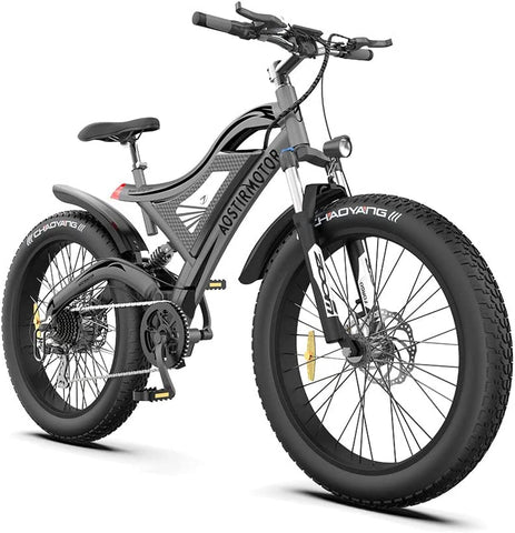 Aostirmotor 750W Electric Bike for Adults 26"×4" Fat Tire Electric Bike 48V 15AH Removable Lithium Battery Adult Electric Bicycles, 28MPH E Bike for Adults, Shimano 7 Speed Electric Mountain Bike