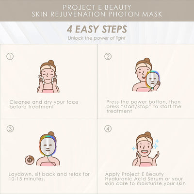 Skin Rejuvenation Photon Mask | LED Face Mask Light Therapy Red Blue Light Anti-Aging Wrinkle Acne Removal Spa Facial Treatment Home Skincare Mask