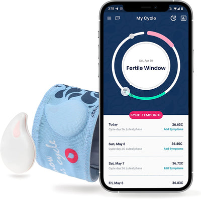Fertility and Ovulation Thermometer Tracker – Wearable Basal Body Temperature (BBT) Monitoring Sensor and Fertility Charting App Includes Comfortable Armband (S/M – 8.5-15.5 Inch)