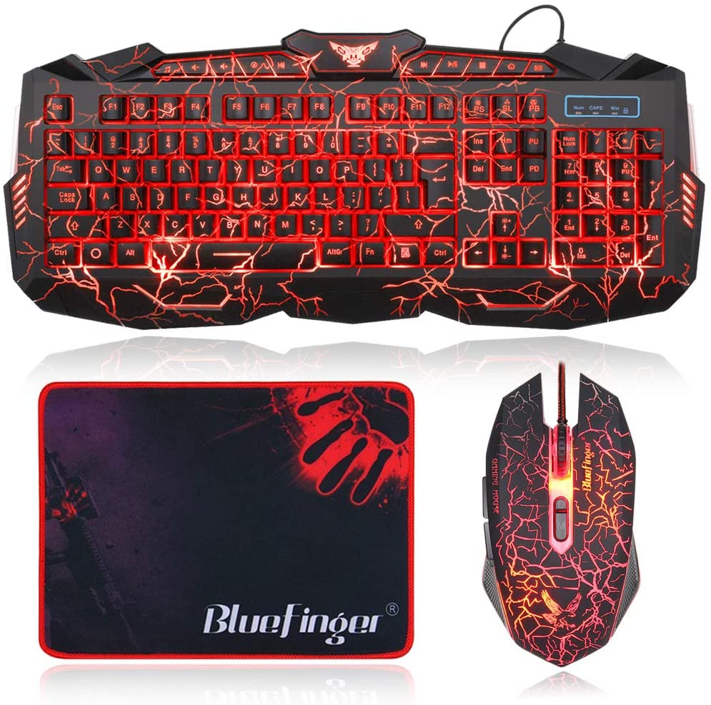 BlueFinger Backlit Gaming Keyboard and Mouse Combo,USB Wired -USA Stock - Biometric Sports Solutions