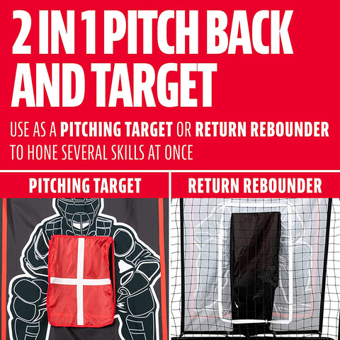 Baseball Pitching Target and Rebounder Net - 2-In-1 Pitch Trainer and Pitchback Net - Baseball Return Screen and Pitching Practice Target