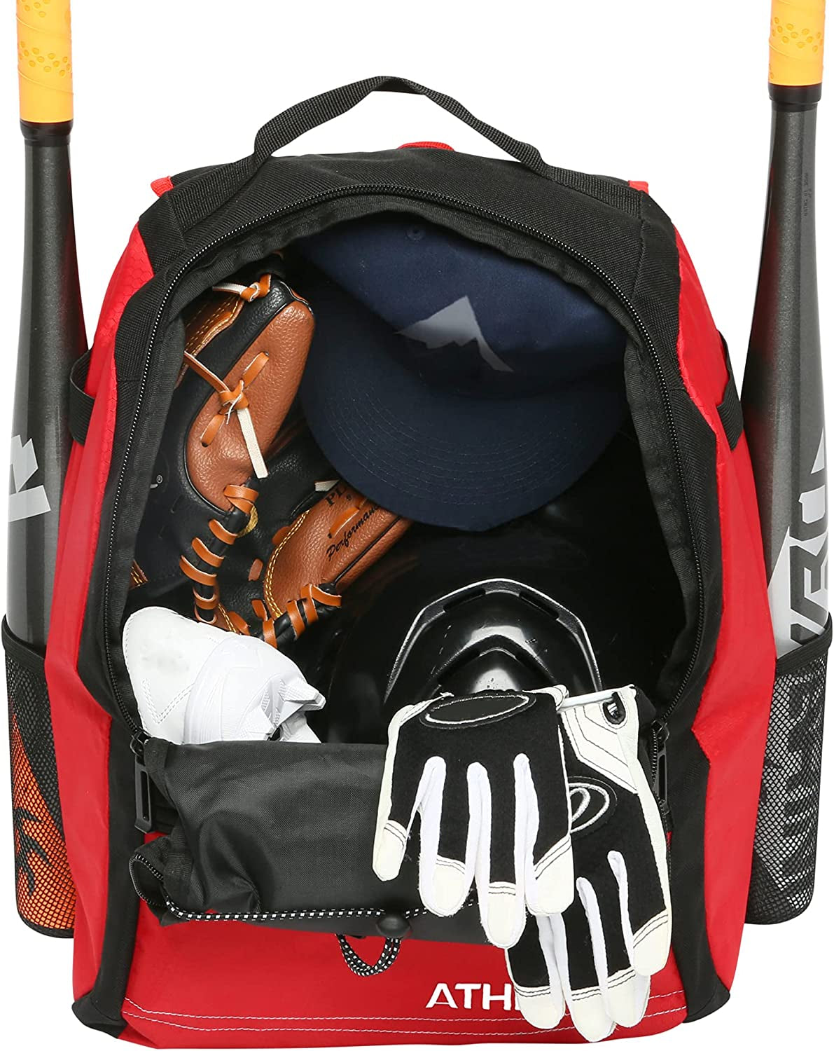 Youth Baseball Bag - Bat Backpack for Baseball, T-Ball & Softball Equipment & Gear | Holds Bat, Helmet, Glove | Fence Hook