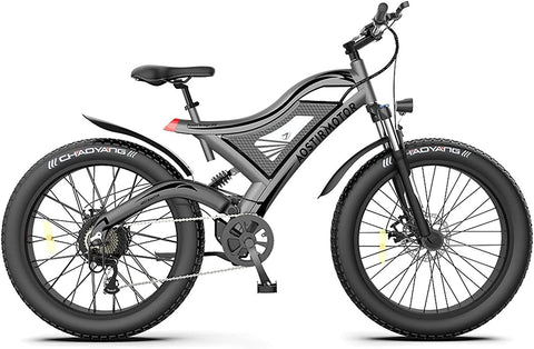 Aostirmotor 750W Electric Bike for Adults 26"×4" Fat Tire Electric Bike 48V 15AH Removable Lithium Battery Adult Electric Bicycles, 28MPH E Bike for Adults, Shimano 7 Speed Electric Mountain Bike