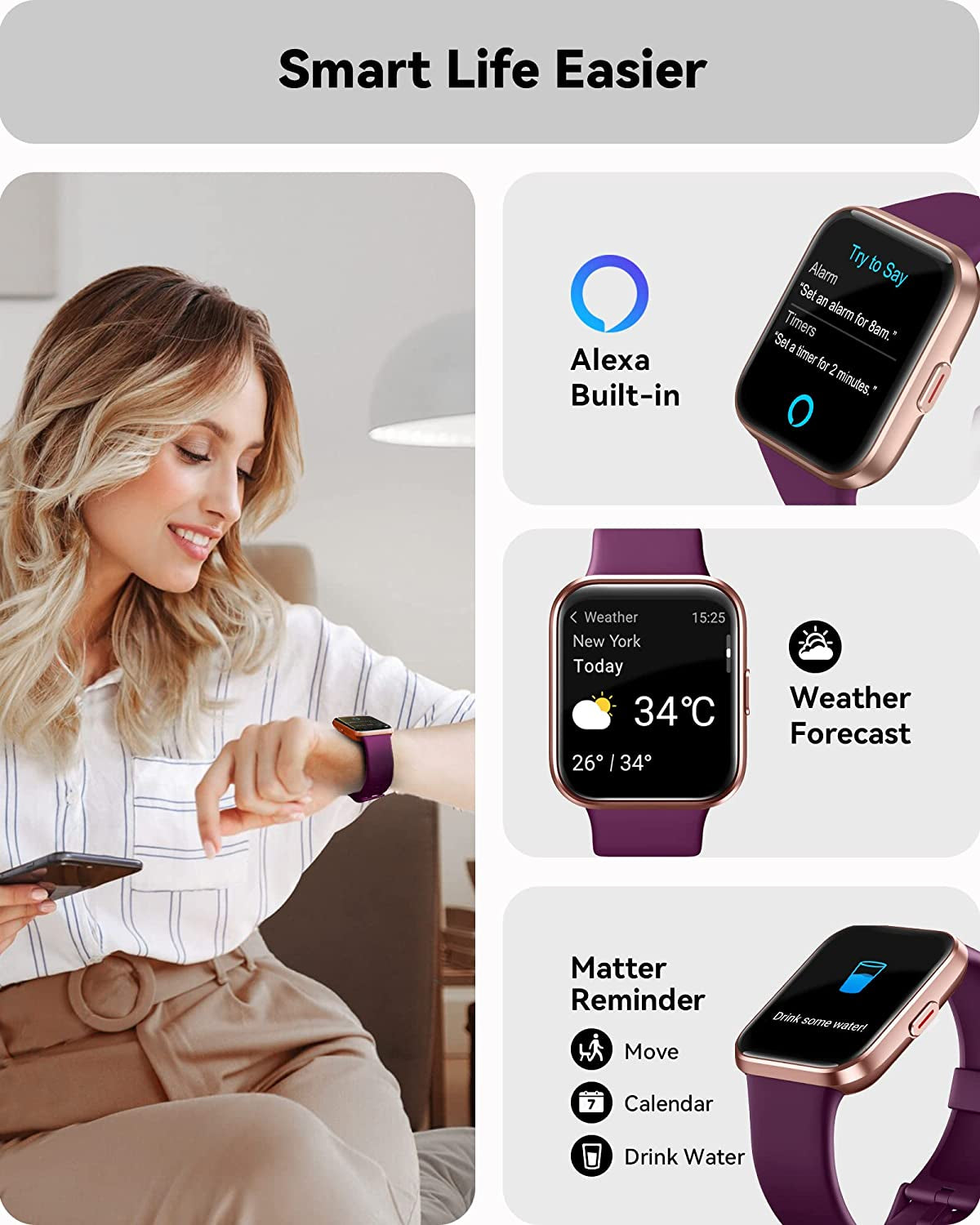 Smart Watch Men Women Bluetooth Call Smartwatch Tracker Waterproof 1.7 –  Ever Time