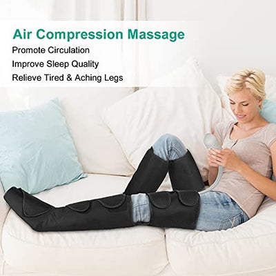 QUINEAR Leg Massager, Air Compression Leg Circulation System Wraps Feet, Calves & Thighs Helpful for Muscles Relaxation and Swelling Cramps Pain Relief - Biometric Sports Solutions