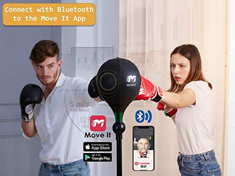 Move It Smart Punching Bag Freestanding Reflex Boxing Ball With Bluetooth Sensor-Adjustable Height(52.7-68In) for Releasing Stress - Biometric Sports Solutions