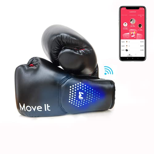 Move It Smart Boxing Gloves 16oz for Men and Women, Bluetooth Phone App Connection, Punching Data Tracking with Training Courses, Auto Picture and Video Capture of Your Coolest Moment - Biometric Sports Solutions