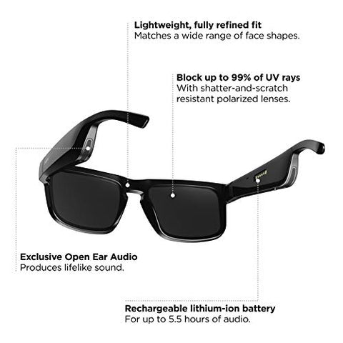 Bose Frames Tenor, Smart Glasses, Bluetooth Audio Sunglasses, with Open Ear Headphones, Rectangular, Black - Biometric Sports Solutions