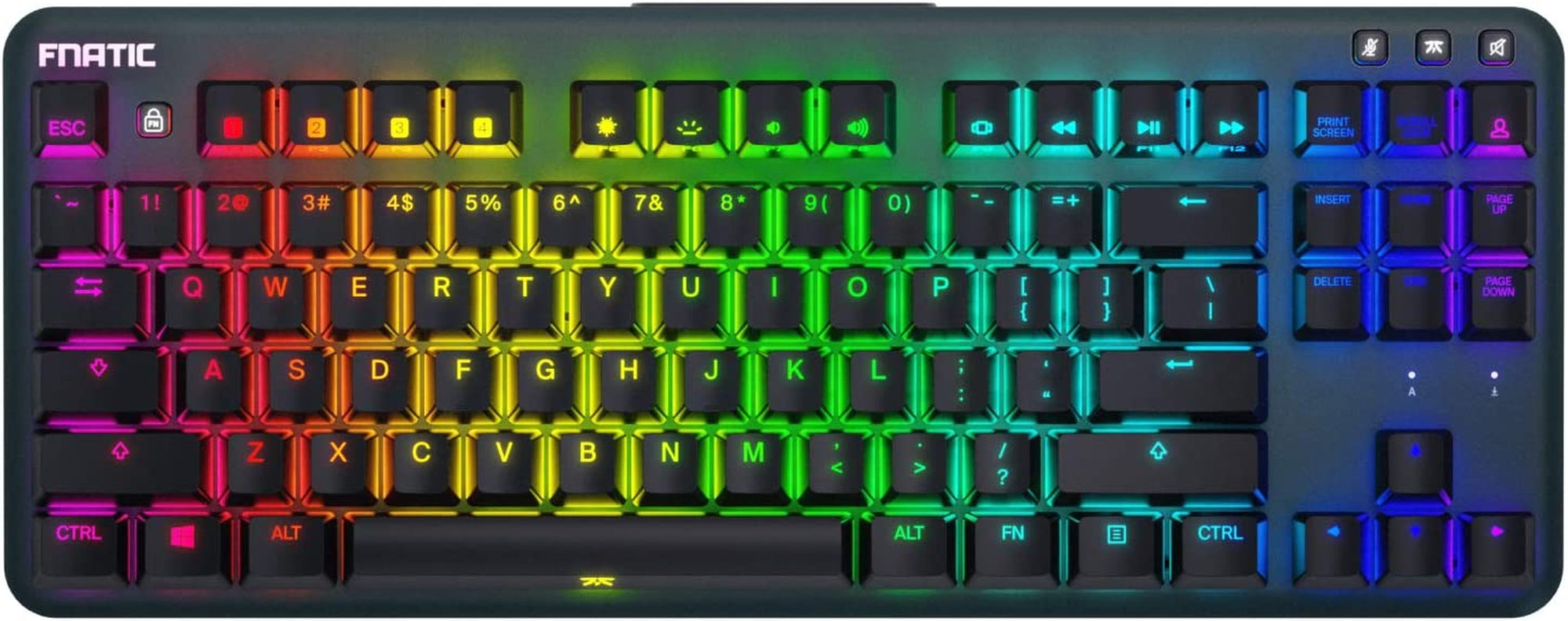 Fnatic Ministreak Silent LED Backlit RGB Mechanical TKL Gaming Keyboard, MX Cherry Silent Red Switches, Small Compact Portable Tenkeyless Layout Pro Esports Gaming Keyboard (US Layout QWERTY)