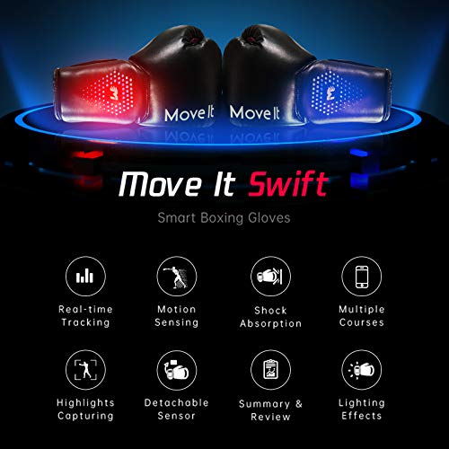 Move It Smart Boxing Gloves 16oz for Men and Women, Bluetooth Phone App Connection, Punching Data Tracking with Training Courses, Auto Picture and Video Capture of Your Coolest Moment - Biometric Sports Solutions