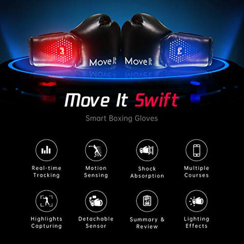 Move It Smart Boxing Gloves 16oz for Men and Women, Bluetooth Phone App Connection, Punching Data Tracking with Training Courses, Auto Picture and Video Capture of Your Coolest Moment - Biometric Sports Solutions