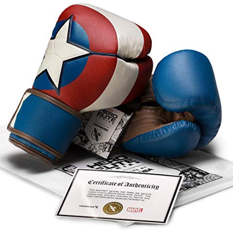 Hayabusa Marvel Hero Elite Boxing Gloves for Men and Women -Captain America, 16 oz - Biometric Sports Solutions