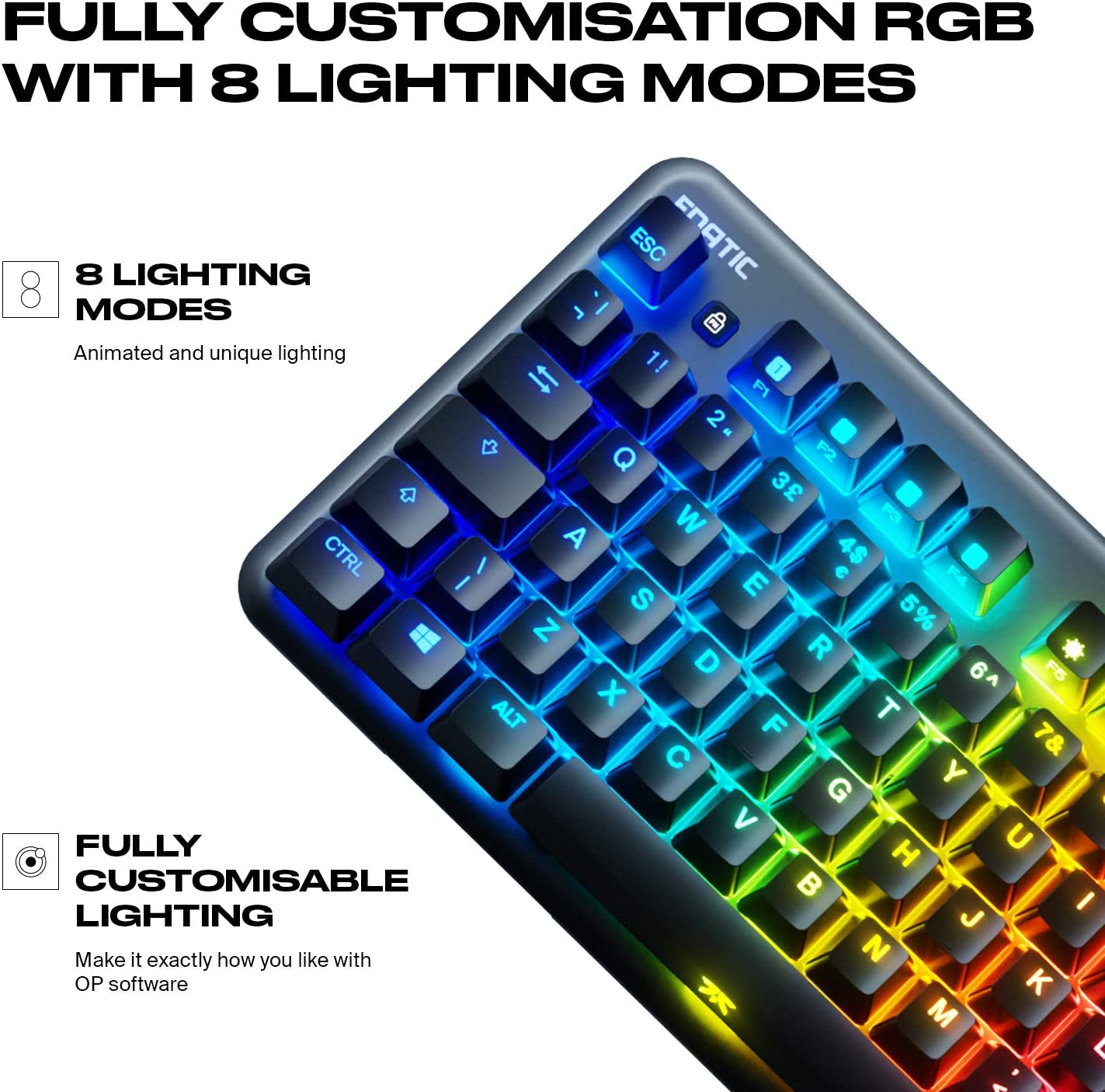 Fnatic Ministreak Silent LED Backlit RGB Mechanical TKL Gaming Keyboard, MX Cherry Silent Red Switches, Small Compact Portable Tenkeyless Layout Pro Esports Gaming Keyboard (US Layout QWERTY)