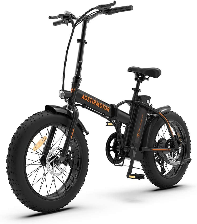 Aostirmotor Folding Electric Bike 20 Inch Fat Tire Electric Bicycle with 500W Motor 36V 13AH Removable Lithium Battery,Ebike for Adults