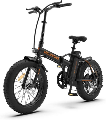 Aostirmotor Folding Electric Bike 20 Inch Fat Tire Electric Bicycle with 500W Motor 36V 13AH Removable Lithium Battery,Ebike for Adults