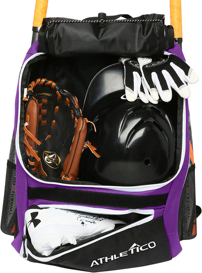 Baseball Bat Bag - Backpack for Baseball, T-Ball & Softball Equipment & Gear for Youth and Adults | Holds Bat, Helmet, Glove, & Shoes |Shoe Compartment & Fence Hook