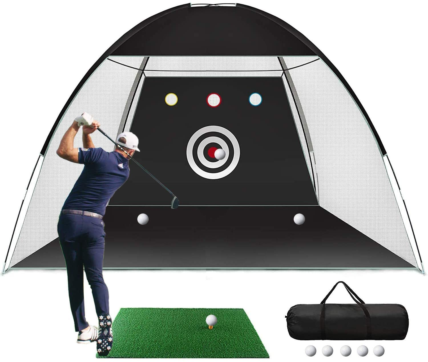Golf Practice Net Set- Hitting Training Aid with Target and Carry Bag -  Biometric Sports Solutions